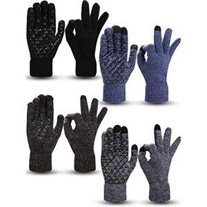 Winter Knit Touchscreen Gloves Warm Texting Anti Slip Elastic Gloves for Adults
